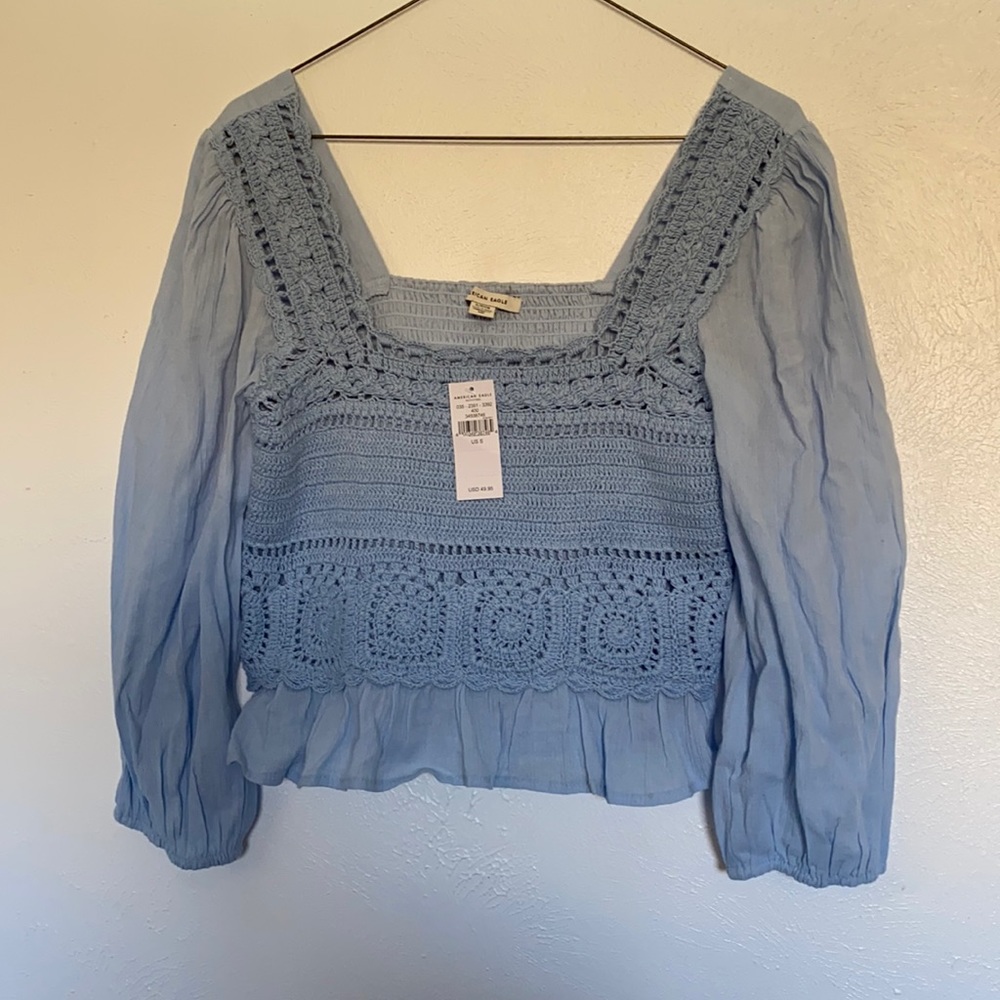 American eagle cropped crochet top